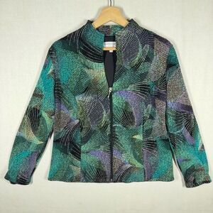 VTG Drapers & Damons Jacket Womens PS Petite Vibrant Artsy Whimsigoth Peacock